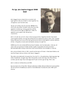 A preview of a PDF biography for Huggard, John Stephen
